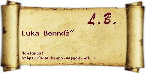 Luka Bennó névjegykártya